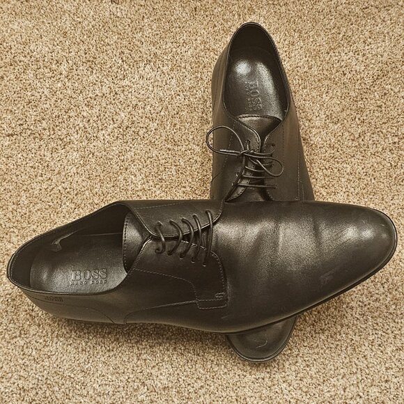 Black leather Oxford dress shoes from the brand BOSS Hugo Boss - Picture 1 of 8
